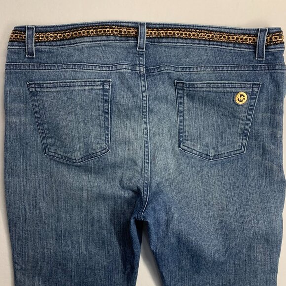 Michael Kors Jeans Boho Neutral Patched Ankle Gold Chain Refashioned Womens 14 - Picture 8 of 11